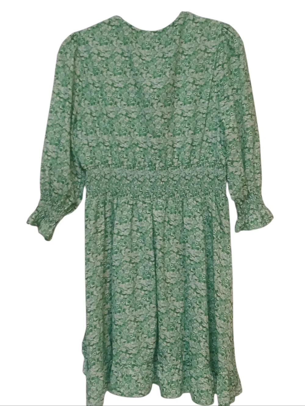 Access - NWOT, Green & White Floral Dress, Elastic Waist Band, Short Sleeve, - Picture 7 of 10